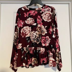 LOFT Outlet Floral Peplum Blouse Size L